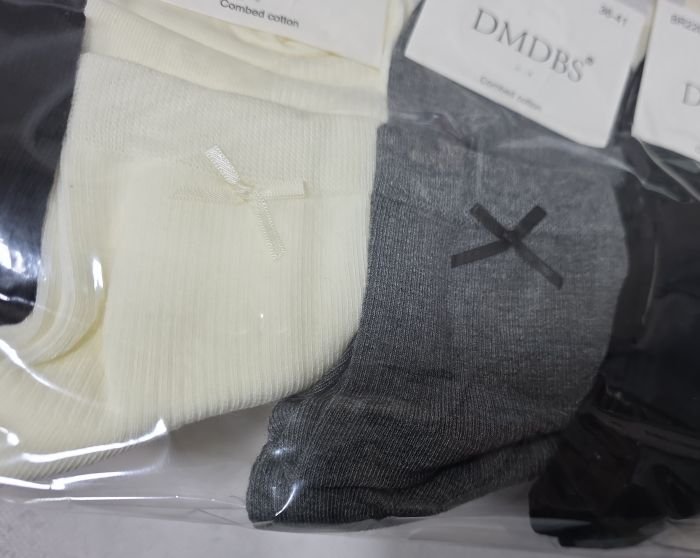 Шкарпетки "DMDBS" BR-228 стрейч /cotton жіночі, р. 36-41 -асорті -(середні /однотонні у дрібний рубчик +на гумці бантик із стрічки) - уп. 10 шт