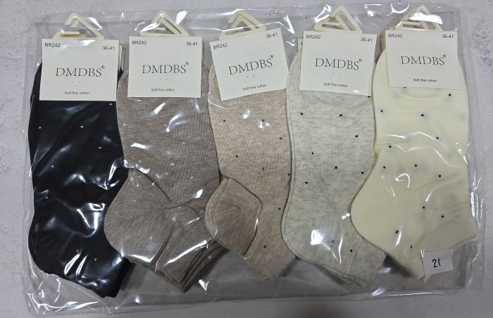 Шкарпетки "DMDBS" BR-242 стрейч /cotton жіночі, р. 36-41 -асорті -(короткі /меланжеві +однотонні в дрібну крапку) - уп. 10 шт