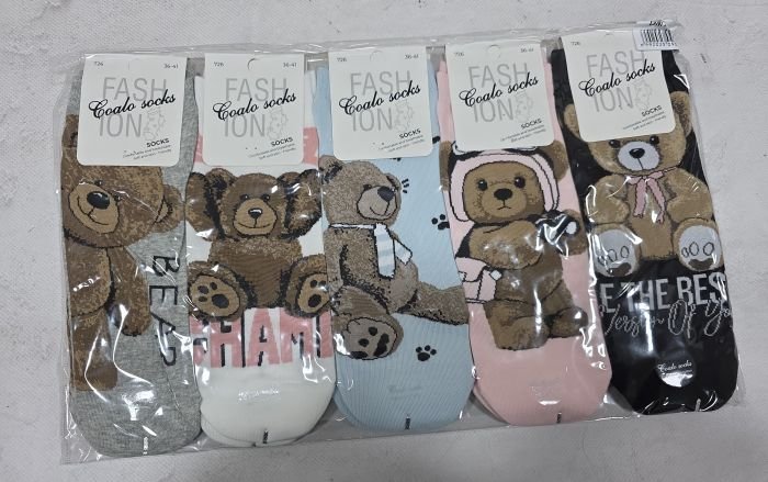 Шкарпетки "COALO" BМ-726 стрейч /cotton жіночі, р. 36-41 -асорті -(укорочені /3D -мікс великих ведмедиків) - уп. 10 шт