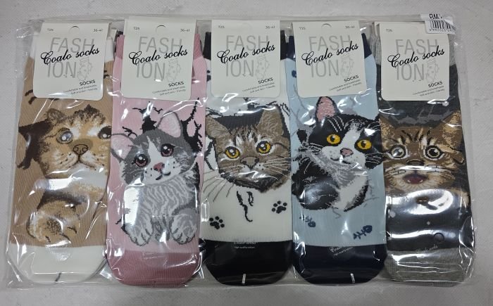 Шкарпетки "COALO" BМ-725 стрейч /cotton жіночі, р. 36-41 -асорті -(укорочені /3D -мікс кошенят) - уп. 10 шт