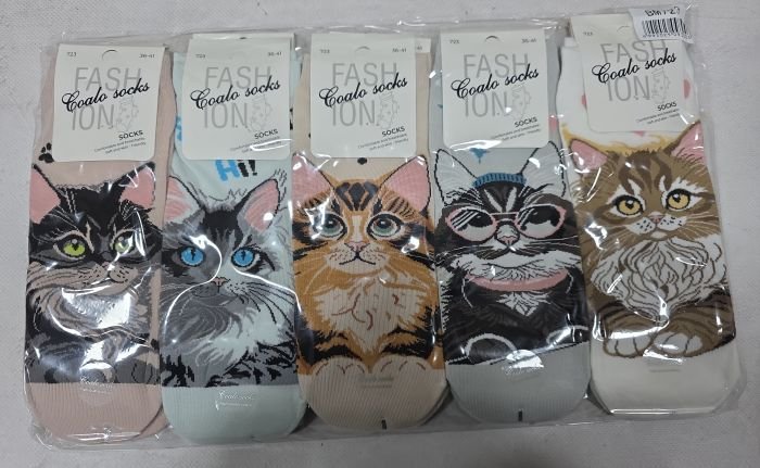 Шкарпетки "COALO" BМ-723 стрейч /cotton жіночі, р. 36-41 -асорті -(укорочені /3D - мікс котиків) - уп. 10 шт