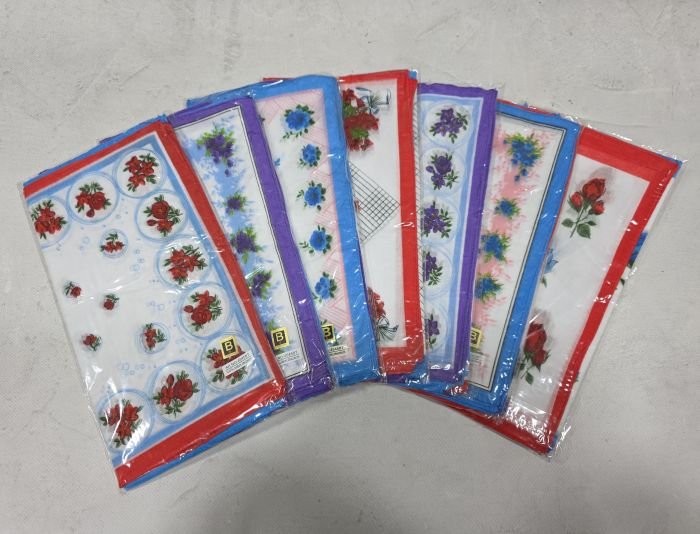 Носова хустка жіноча 45458-3 cotton р. 28*28 -уп. 10шт -(випадкове асорті -без вибору забарвлення!)