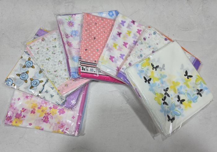 Носова хустка жіноча 0018 cotton р. 38*38 -уп. 12 шт -(випадкове асорті -без вибору забарвлення!)