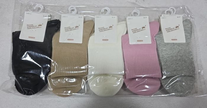Шкарпетки "Корона" CY-411-1 стрейч /cotton підліткові, р. 32-37 -асорті -(Дівчинка /однотонні з високою гумкою в рубчик) -уп. 10 шт