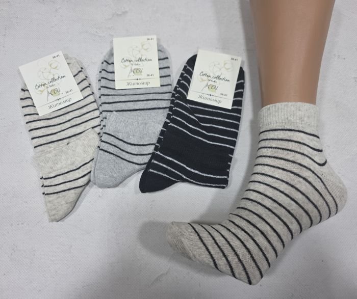 Шкарпетки Житомир "КОІ-Жіноча колекція" 121-22 стрейч жіночі, р. 36-41 -асорті -(Укорочені у смужку) -уп. 12 шт