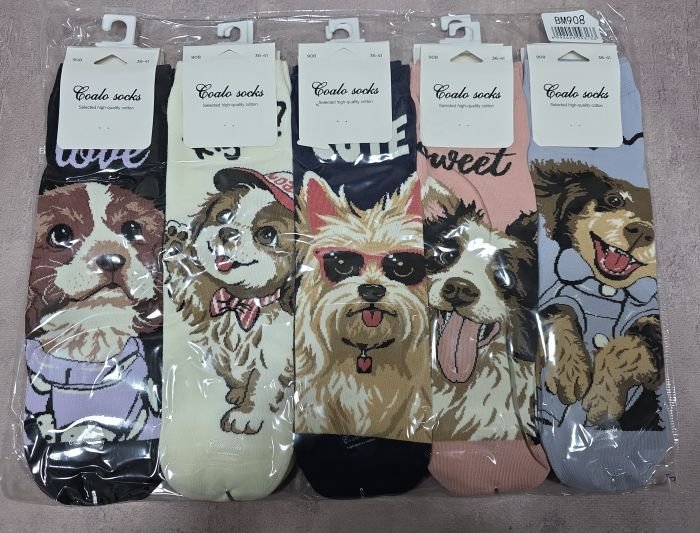 Шкарпетки "COALO" BМ-908 стрейч /cotton жіночі, р. 36-41 -асорті -(Високі /3D -мікс великих собак) - уп. 10 шт