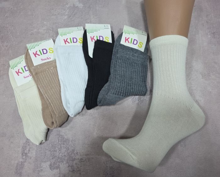 Шкарпетки "Kids" 907-Mix стрейч дитячі, р. 8-11 років -(Асорті /високі -однотонні +гумка в рубчик -дитячі) -уп. 10 шт