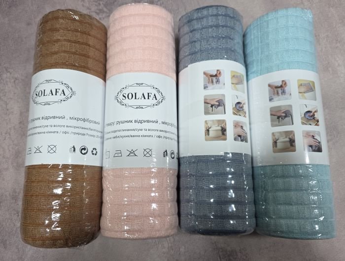 Серветки у рулоні 3266-120 мікрофібра, р. 25*25 -(У клітинку /1 рулон =20 шт -Без вибору кольору!!!)