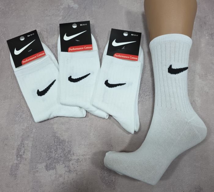 Шкарпетки "Спорт значок" ЗУ-48-400 стрейч універсальні, р. 36-41 -(Білі +з імітацією гумки /високі універс.) -уп. 12 шт