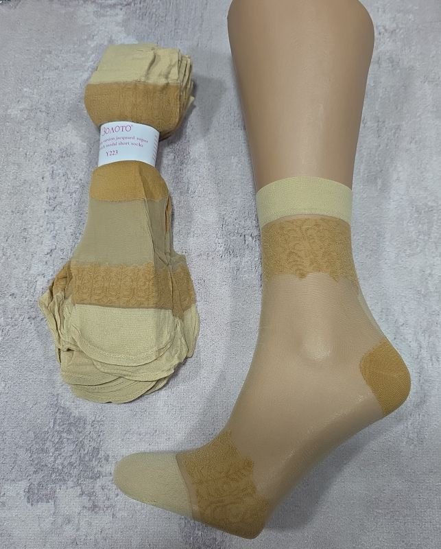 Шкарпетки капронові "Золото" Y-223-4 лайкра -(Візерунок №4 -з тілесним) -уп. 10 пар