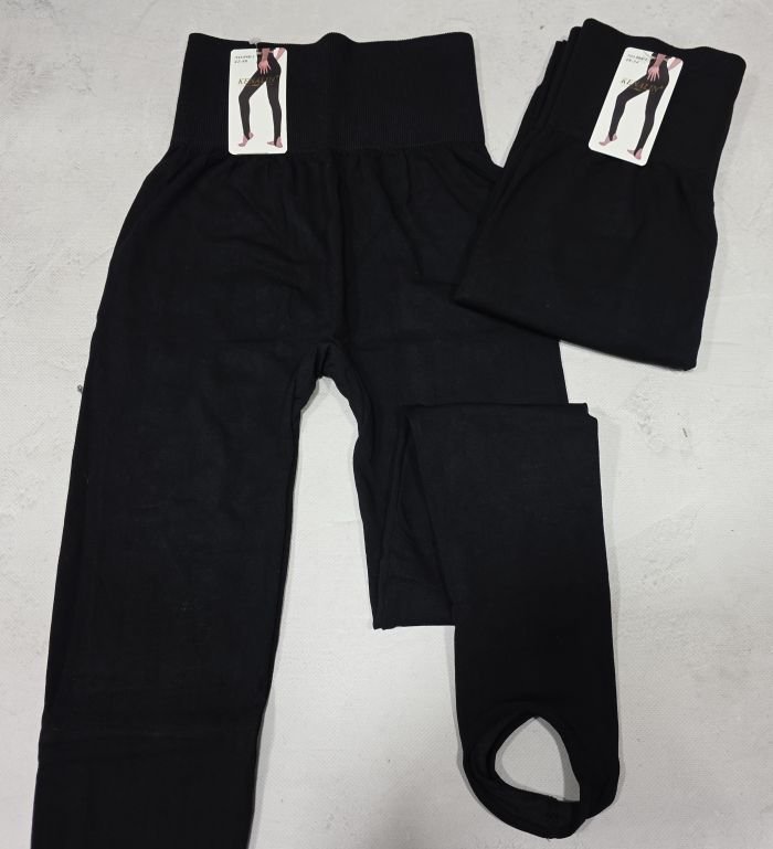 Лосини "Kenalin" 098-1 безшовні гладкі зі штрипками +широкий пояс, р. 42-48, 48-54 -(чорні)