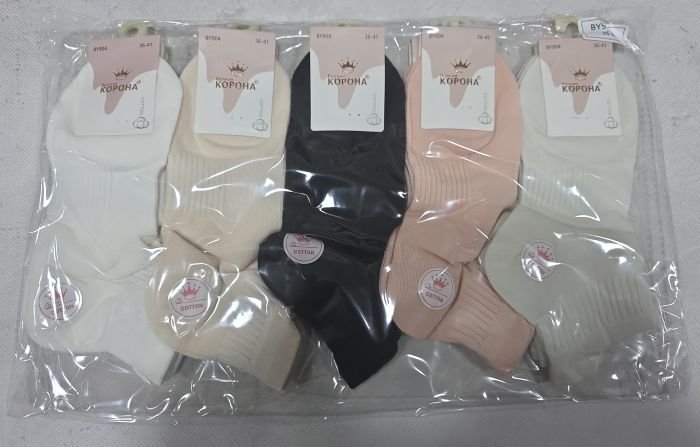 Шкарпетки "Корона" BY-904-1 сітка /cotton жіночі, р. 37-41 -асорті -(сіточка /короткі -кольорові з виступом /язичком ззаду +посередині гумка фіксатор) -уп. 10 шт