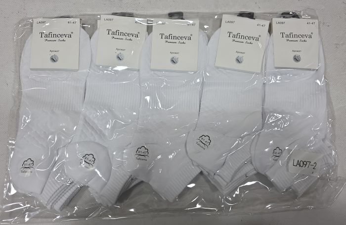Шкарпетки "Tafinceva" LА-097-2 сітка/cotton чоловічі, р. 41-47 -(Сіточка /короткі -білі +з рельєфним візерунком на підошві +посередині резинка фіксатор) -уп. 10 шт