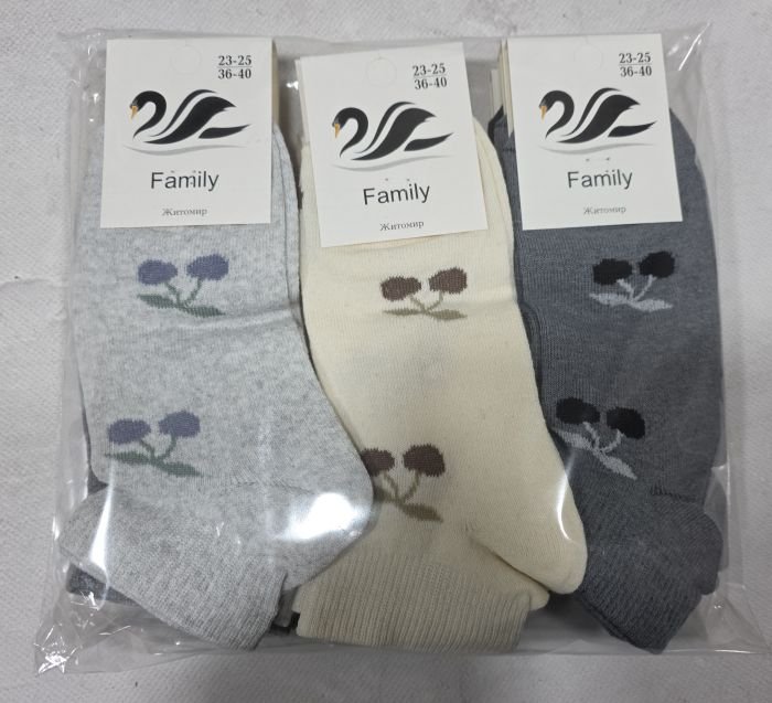 Шкарпетки Житомир "Limerence" 403-83 стрейч жіночі, р. 36-40 -асорті -(Укорочені /з темними та світлими вишеньками +укорочена гумка у дрібний рубчик -стрейч) -уп. 12 шт