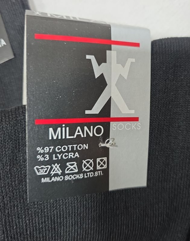 Шкарпетки Житомир "Socks MILANO" МР-005-01 стрейч-lycra чоловічі, р. 40-45 -(Середні /чорні -однотонні) -уп. 12 шт