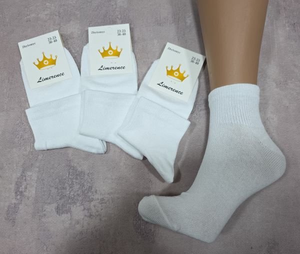 Шкарпетки Житомир "Limerence" 403-10 стрейч жіночі, р. 36-40 -(Білі +з укороченою гумкою в дрібний рубчик -стрейч) -уп. 12 шт