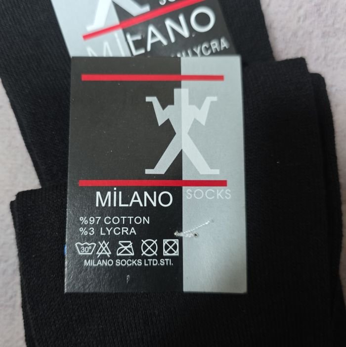 Шкарпетки Житомир "Socks MILANO" МР-005-01 стрейч-lycra чоловічі, р. 40-45 -(Середні /чорні -однотонні) -уп. 12 шт