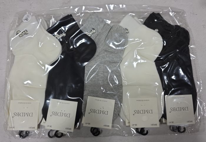 Шкарпетки "DMDBS" BR-281 стрейч /cotton жіночі, р. 36-41 -асорті -(Укорочені /однотонні в дрібний рубчик +збоку на гумці вишита маленька собачка такса) - уп. 10 шт