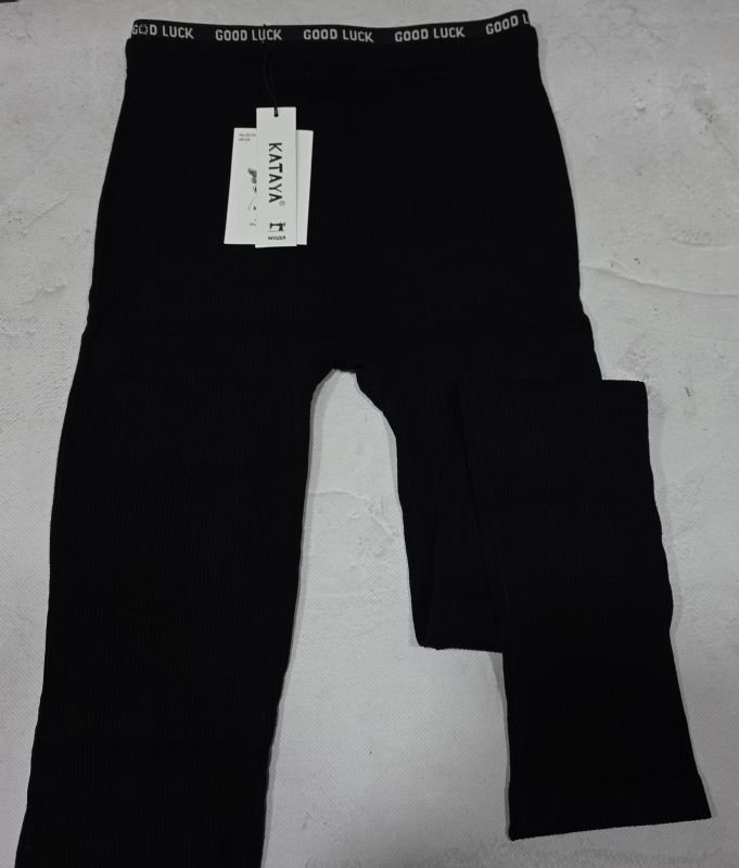 Лосини "KATAYA" 6016-1/48-54 безшовні в рубчик +на гумці написи -(чорні)