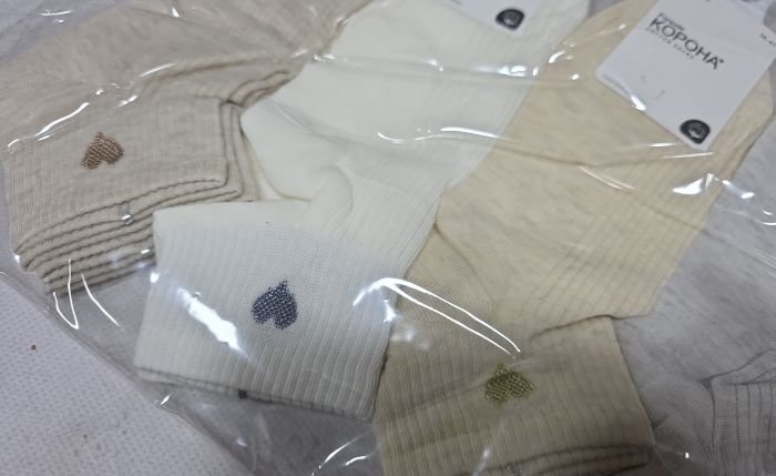 Шкарпетки "Корона" ВY-5559-3 стрейч/cotton жіночі, р. 36-41 -асорті -(Укорочені /однотонні +спереду в рубчик + збоку серце на гумці в дрібний рубчик) -уп. 10 шт