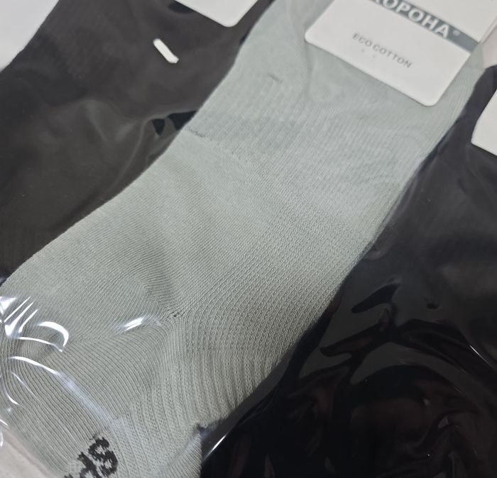 Шкарпетки "Корона" AY-399-1 стрейч/eco cotton чоловічі, р. 41-47 -асорті -(Короткі /однотонні +ззаду з виступом та написом Sport +з гумкою фіксатором посередині) -уп. 10 шт