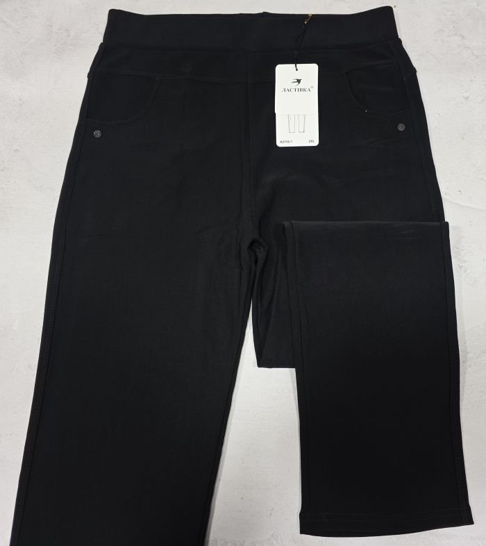Лосини брючні "Ластівка" 2118-1 з кишенями спереду та ззаду, р. 2XL-(46-48), 3XL-(48-50), 4XL-(50-52) -(Чорні)