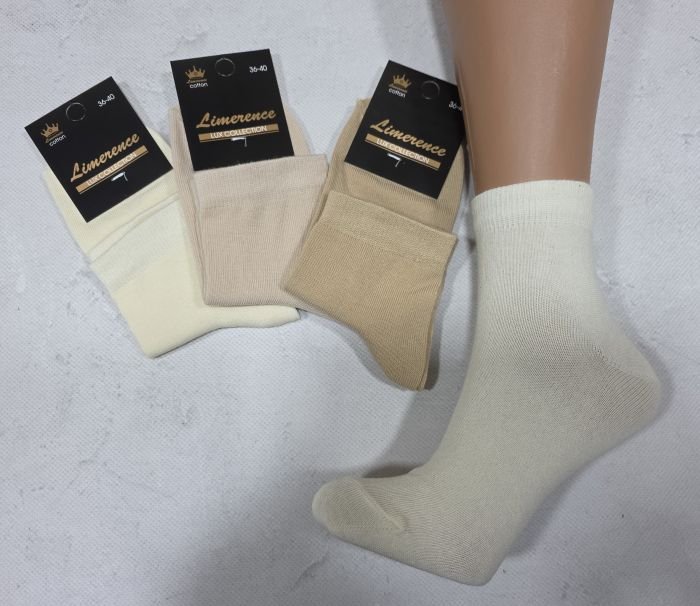 Шкарпетки Житомир "Limerence LUX" 682-06 cotton-стрейч жіночі (узбецька бавовна /середні), р. 36-40 -асорті -(Бежевий мікс -"середні -LUX-бавовна) -уп. 12 шт