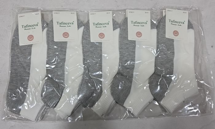 Шкарпетки "Tafinceva" DFB-017 сітка /cotton жіночі, р. 36-41 -асорті -(сіточка /короткі -сірий низ +білий верх -жін.) -уп. 10 шт