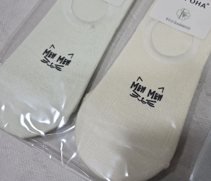 Шкарпетки-сліди "Корона" BY-5993-2 стрейч/ eco бамбук жіночі із силіконом на п'яті, р. 36-41 -асорті -(Сліди /однотонні з вибитим візерунком із сердець +спереду мордочка котика з літерами) -уп. 10 шт