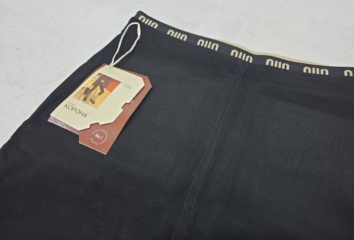 Лосини "Корона" KW-2033-1 /4XL-7XL гладкі з еластичного бавовняного трикотажу, з підтягуючим ефектом +на додатковій плоскій резинці написи, р. 48-52 -(чорні)