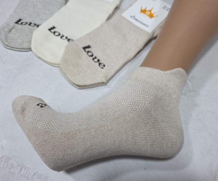 Шкарпетки Житомир "Limerence" 03-61 сітка жіночі короткі, р. 36-40 -асорті -(сіточка -світлий бежевий мікс +спереду напис LOVE +ззаду з виступом /язичком) -уп. 12 шт