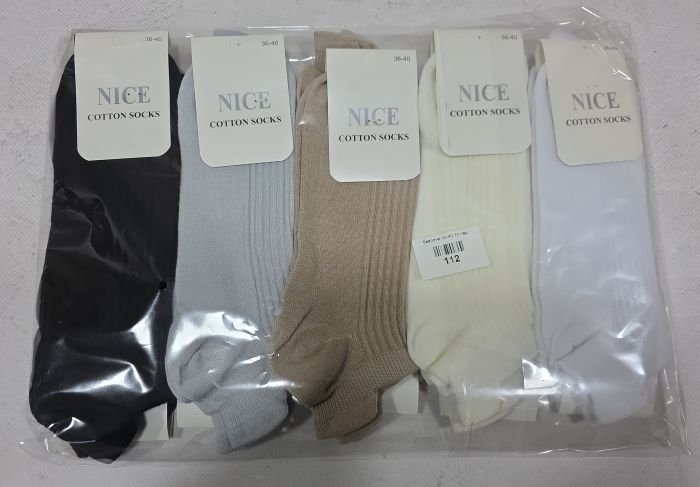 Шкарпетки "NiceSocks" 112 стрейч-cotton жіночі, р. 36-40 -асорті -(Короткі /однотонні +спереду з рельєфним рубчиком +ззаду з виступом /язичком) -уп. 10 шт
