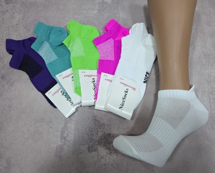 Шкарпетки "NiceSocks" 422-MIX сітка мікрофібра жіночі, р. 36-40 -(Сіточка -кольорові з виступом /язичком ззаду + посередині гумка фіксатор) -уп. 10 шт