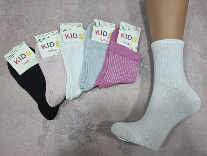 Шкарпетки "Kids" 907-Mix-ДВ стрейч дитячі, р. 8-11 років -(Асорті /високі -однотонні +гумка в рубчик -дитячі) -уп. 10 шт