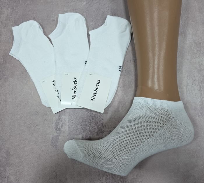 Шкарпетки "Nice" 104-WHITE сітка чоловічі, р. 42-45 -(Сіточка /білі -короткі -чол.) -уп. 10 шт