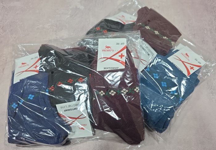 Шкарпетки "Житомир Преміум" medical line + 111-3 стрейч жіночі "Без резинки", р. 23-25 -випадкове асорті -(б/р +гілочка з квіточками) -уп. 12 шт