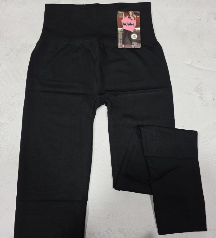 Лосини "JUJUBE" 856-J безшовні мікрофібра +верх на широкому поясі, р. L-4XL -(46-50) -(чорні)