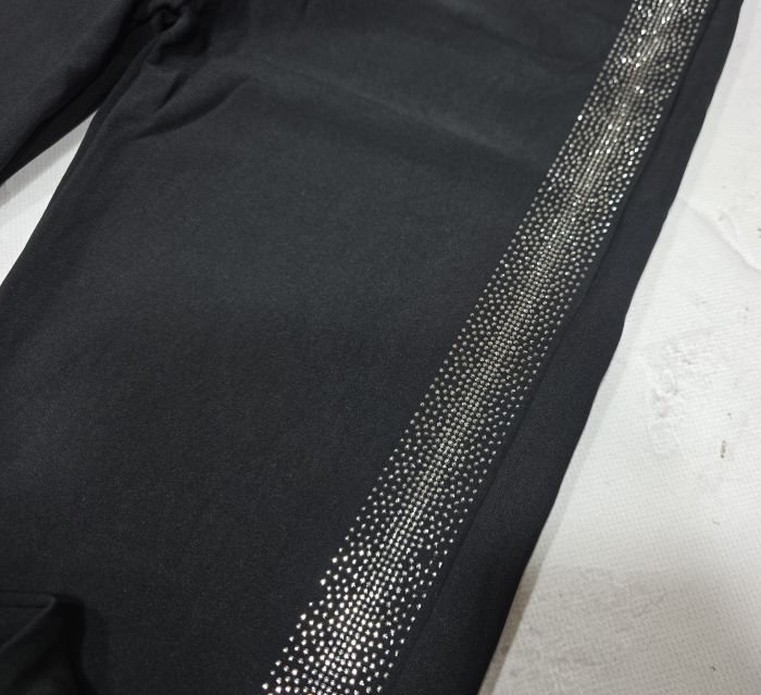 Лосини брючні "KIMBOW" 1216 спереду кишені +з боків широкі лампаси з камінчиків, р. 5XL-(50-52), 6XL-(52-54), 7XL-(54-56) -(чорні)