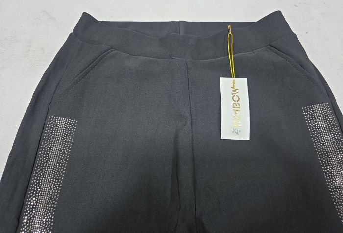 Лосини брючні "KIMBOW" 1216 спереду кишені +з боків широкі лампаси з камінчиків, р. 5XL-(50-52), 6XL-(52-54), 7XL-(54-56) -(чорні)