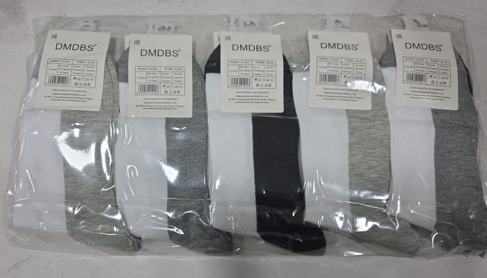 Шкарпетки "DMDBS" AJ-033 стрейч /cotton чоловічі, р. 42-48 -асорті -(Середні /білий верх +сіра / чорна підошва + широка гумка в рубчик) -уп. 10 шт