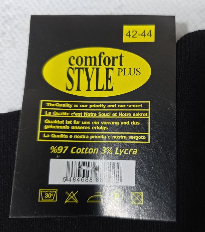 Шкарпетки Житомир "STYLE plus comfort" МР-005-03 стрейч-lycra чоловічі, р. 42-44 -(Середні /чорні -однотонні) -уп. 12 шт