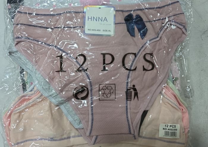 Жіночі труси "HNNA" New 40-S-450 cotton, р. L, xl, 2xl -(44-46, 46-48, 48-50) -асорті -(Однотонні з кольоровою окантовкою) -уп. 12 шт
