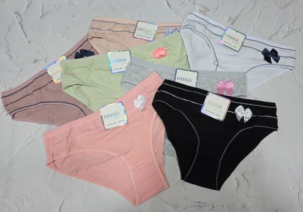 Жіночі труси "HNNA" New 40-S-450 cotton, р. L, xl, 2xl -(44-46, 46-48, 48-50) -асорті -(Однотонні з кольоровою окантовкою) -уп. 12 шт