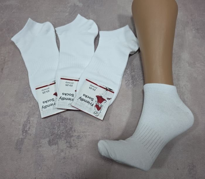 Шкарпетки Україна "Friendli Socks" 020-11 стрейч жіночі р. 36-40 -(Короткі / білі +з гумкою фіксатором посередині -жін.) -уп. 12 шт