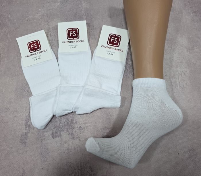 Шкарпетки Україна FS /friendli socks" FS-827-70-К стрейч жіночі р. 23-25 -(Короткі №2/ білі +з гумкою фіксатором посередині -жін.) -уп. 12 шт