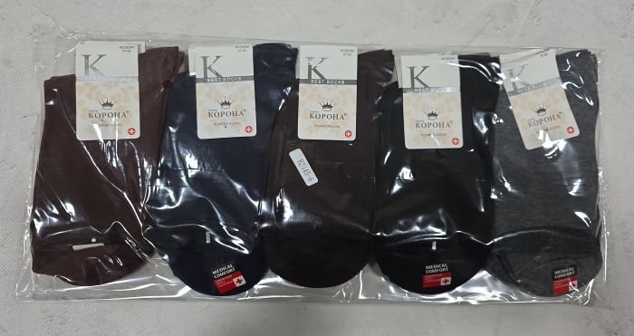 Шкарпетки "Корона" B-2345-6 стрейч /cotton "Без гумки +" жіночі, р. 37-42 -асорті -(Без резинки /високі -однотонні із закрученим верхом -жін.) -уп. 10 шт.