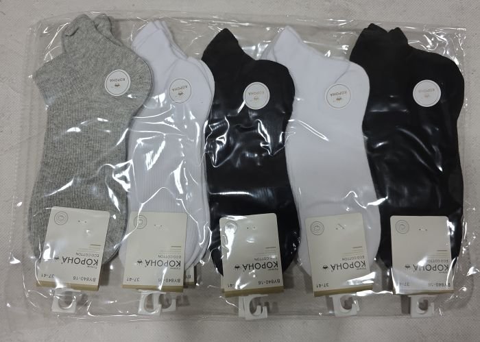Шкарпетки "Корона" BY-840-16 стрейч /еко cotton жіночі, р. 37-41 -асорті -(Укорочені /однотонні три кольори у дрібній рубчик +ззаду з виступом /язичком) -уп. 10 шт
