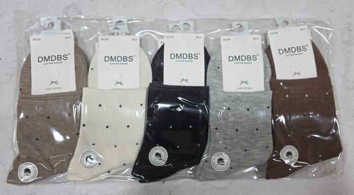 Шкарпетки "DMDBS" BS-026 стрейч /cotton жіночі, р. 36-41 -асорті -(Середні в дрібний горошок +гумка у рубчик) - уп. 10 шт