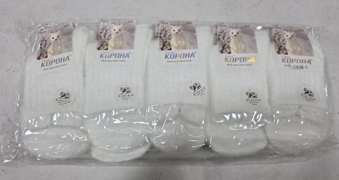 Шкарпетки "КОРОНА" В-2638-1 норка жіночі, р. 37-42 -(Білі +середня гумка в рельєфній рубчик / норка) -уп. 10 шт