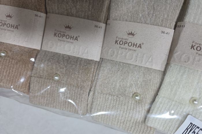 Шкарпетки "Корона" ВY-5511-1 панда вельвет жіночі, р. 36-41 -асорті -(Однотонні в рельєфній візерунок +збоку під гумкою "перлинака") -уп. 10 шт